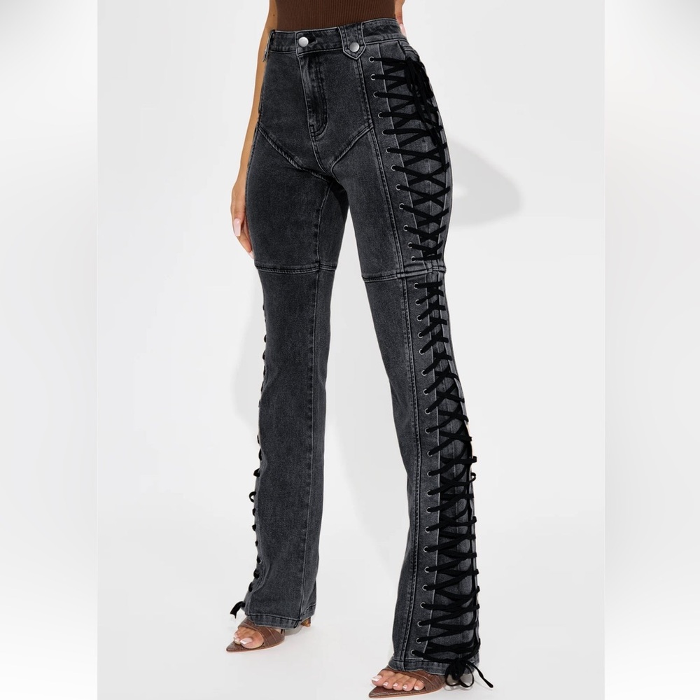 Rise Supply Co. Black Lace-Up Women Jeans